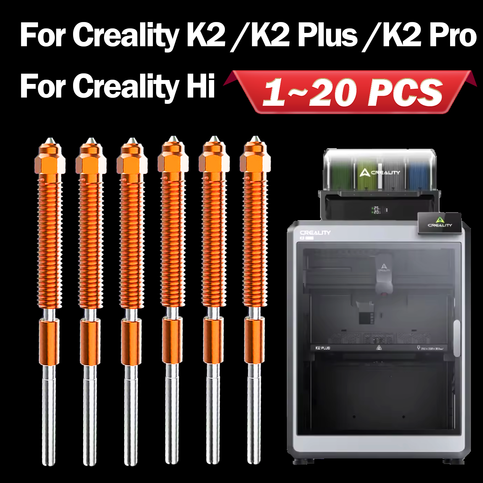 Nozzle 0.4Mm Hardened - Creality K2/K2 Plus/K2Pro için Unicorn Sertleştirilmiş