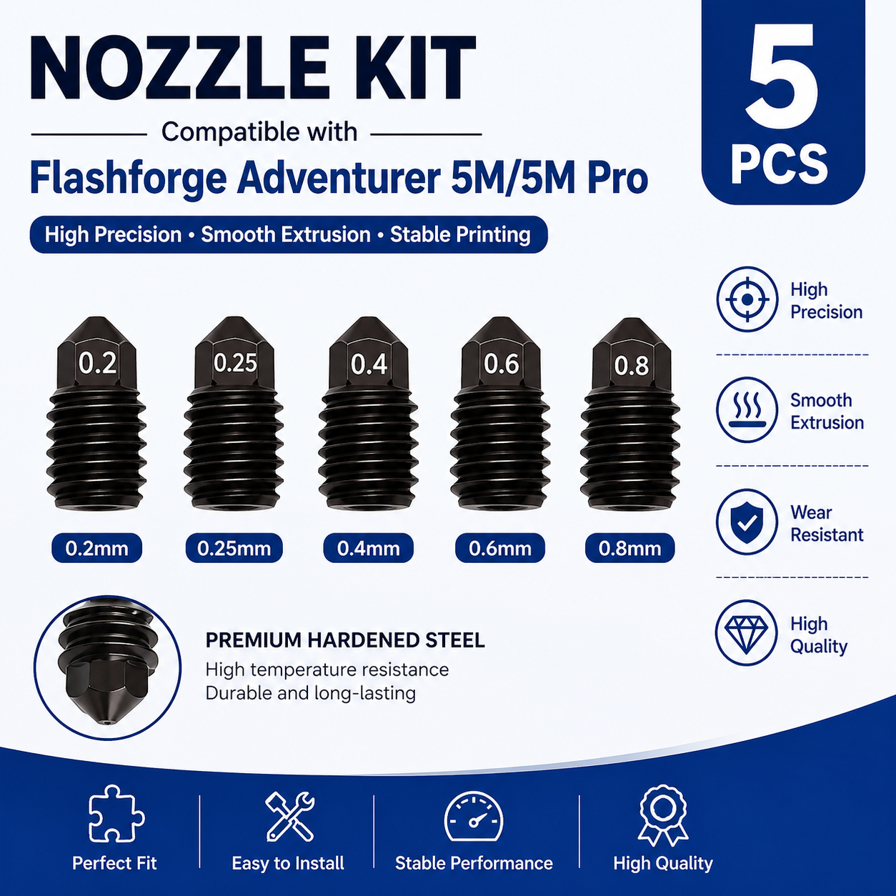 Flashforge Adventurer 5M (AD5M - Nozzle 0.4Mm Hardened incelemesi ve fiyatı
